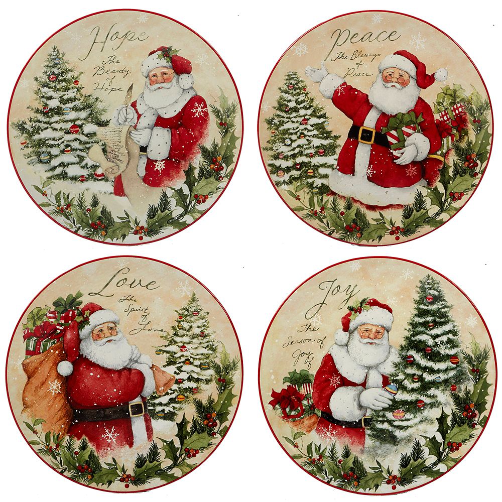 Certified International Holiday Wishes Dessert Plates, Set of 4
