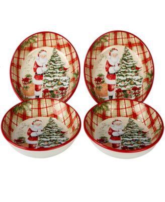 Certified International Holiday Wishes Pasta Bowls, Set of 4