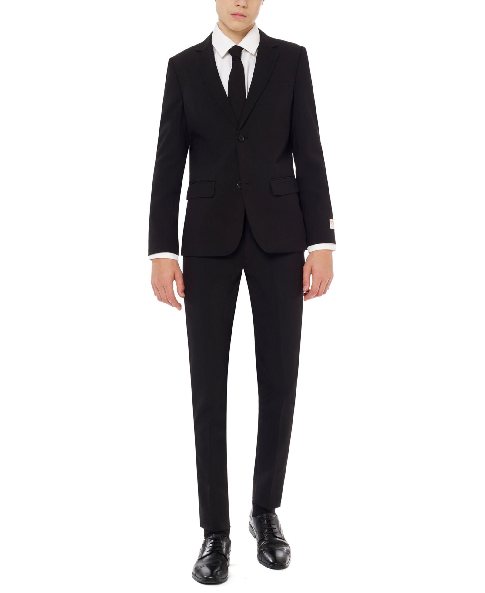 OppoSuits Big Boys Black Knight Slim Fit Solid Suit Including Blazer, Pants and Clip-On-Tie