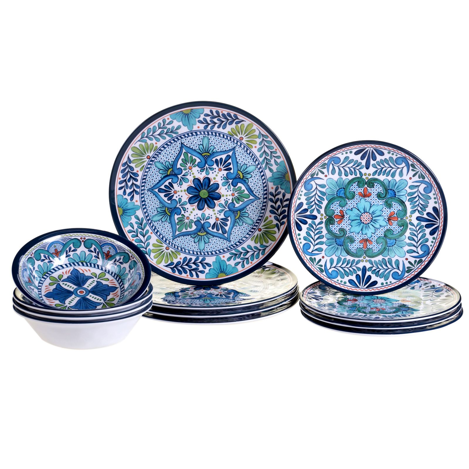 Certified International Talavera Melamine 12 Pc. Dinnerware Set, Service for 4