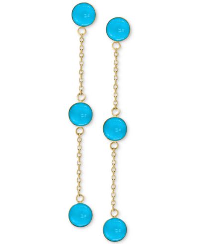 EFFY Collection Серьги-подвески Turquoise (5mm) из золота 14k