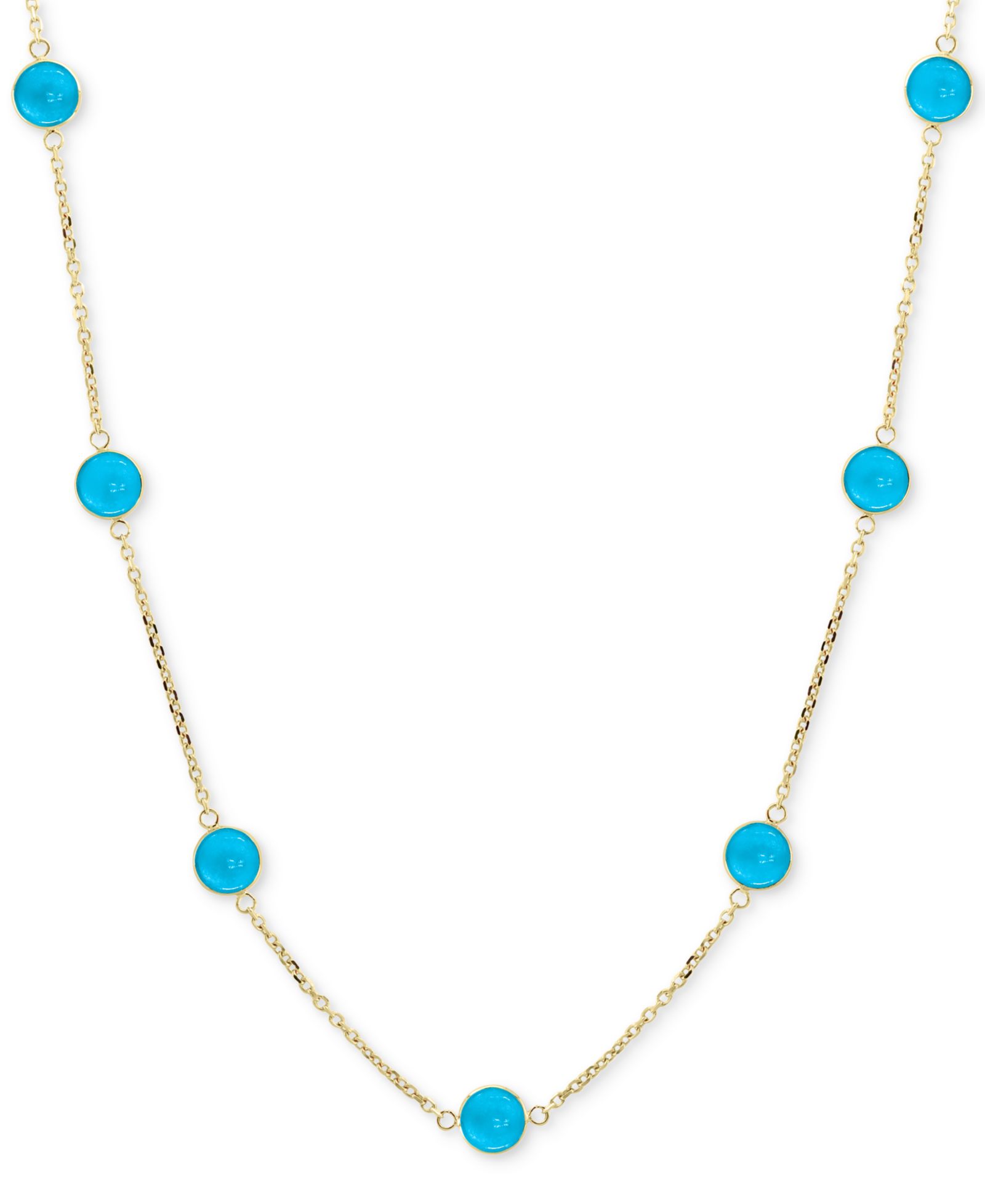 EFFY® Turquoise Collar Necklace in 14k Gold, 16" + 2" extender