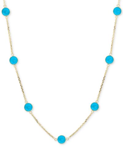 EFFY® Бирюзовое ожерелье-воротник из золота 14k, 16" + 2" удлинитель