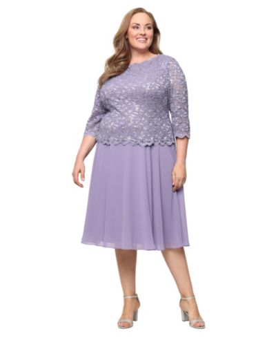 Alex Evenings Plus Size Sequined Lace A-Line Dress
