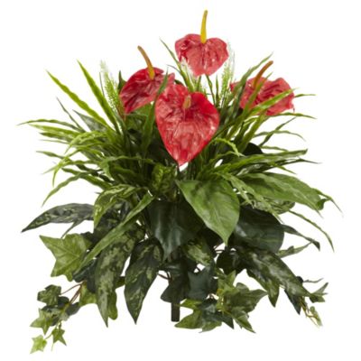 Искусственное растение Nearly Natural 24" Mixed Anthurium, набор из 2 шт.