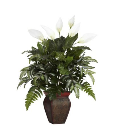 Декоративное искусственное растение Nearly Natural Mixed Greens с Spathiphyllum в вазе