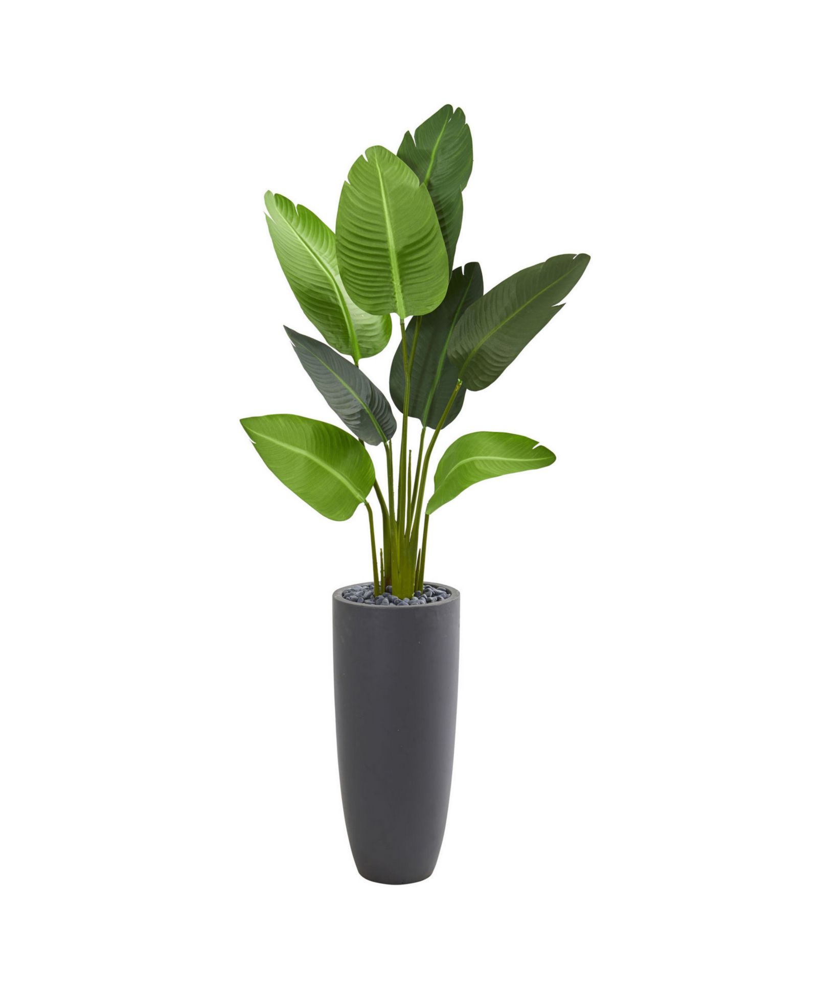 Nearly Natural 5.5' Traveler's Palm Artificial Tree in Gray Planter