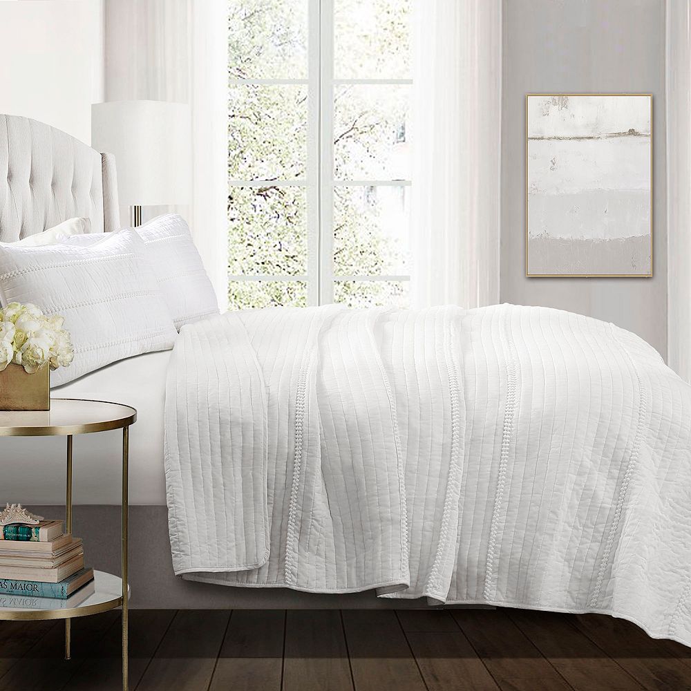 Lush Décor Pom Pom Stripe 3-Pc. Quilt Set, King