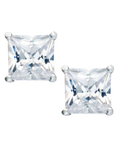 Giani Bernini серьги-гвоздики Cubic Zirconia Square в золоте 18k на стерлинговом серебре