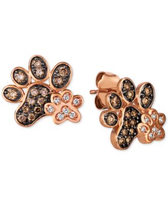 Le Vian® Nude™ & Chocolate® Diamond Paw Prints Stud Earrings (3/8 ct. t.w.) in 14k Rose Gold