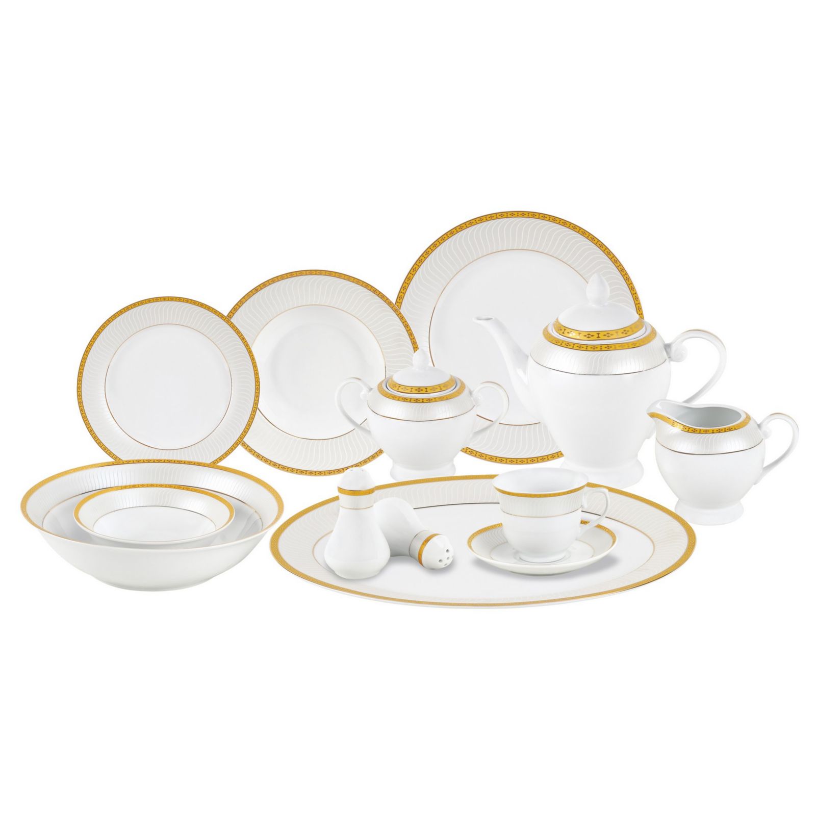 Lorren Home Trends набор столовой Alina Gold 57-PC, на 8 персон