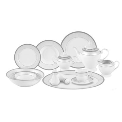 Lorren Home Trends Alina Silver 57-PC Dinnerware Set, Service for 8