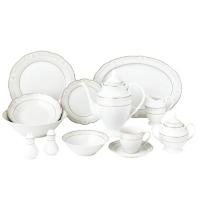 Lorren Home Trends Atara Wavy 57-PC Dinnerware Set, Service for 8