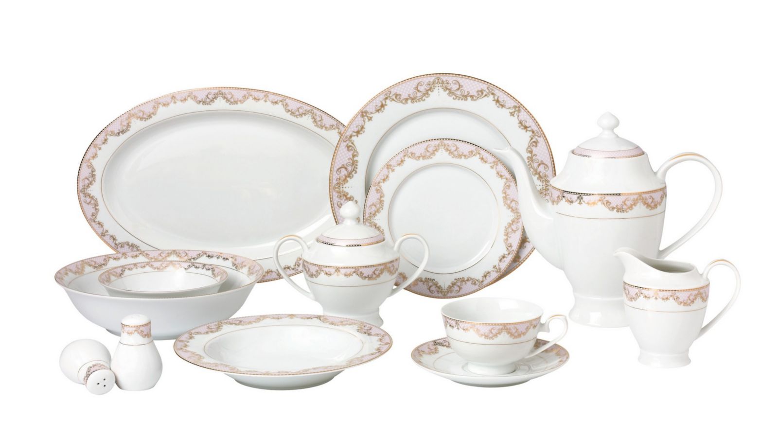 Lorren Home Trends Beauty 57-PC Dinnerware Set, Service for 8