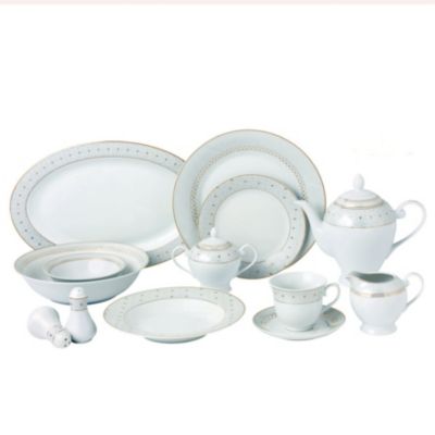 Набор столовой Lorren Home Trends Carlotta-Mix and Match с золотой отделкой, 57 предметов, на 8 персон