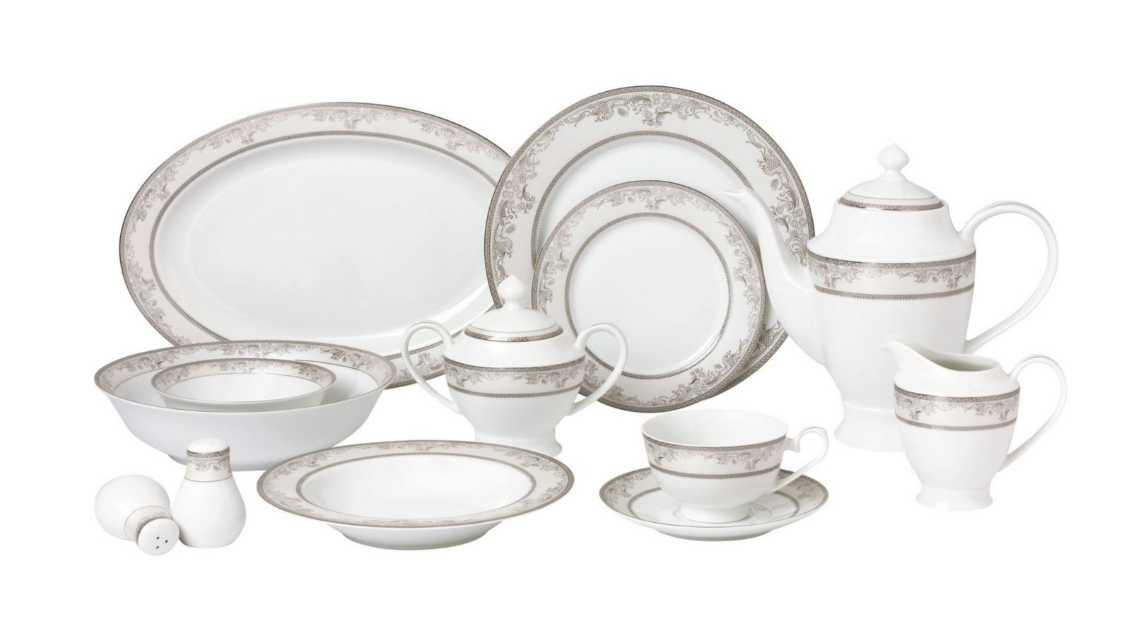 Lorren Home Trends Juliette 57-PC Dinnerware Set, Service for 8