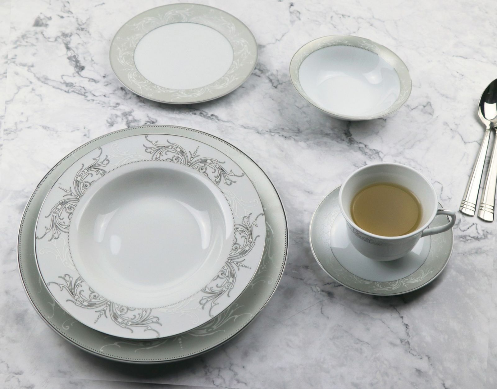 Lorren Home Trends Olympia Mix and Match 57-PC Dinnerware Set, Service for 8