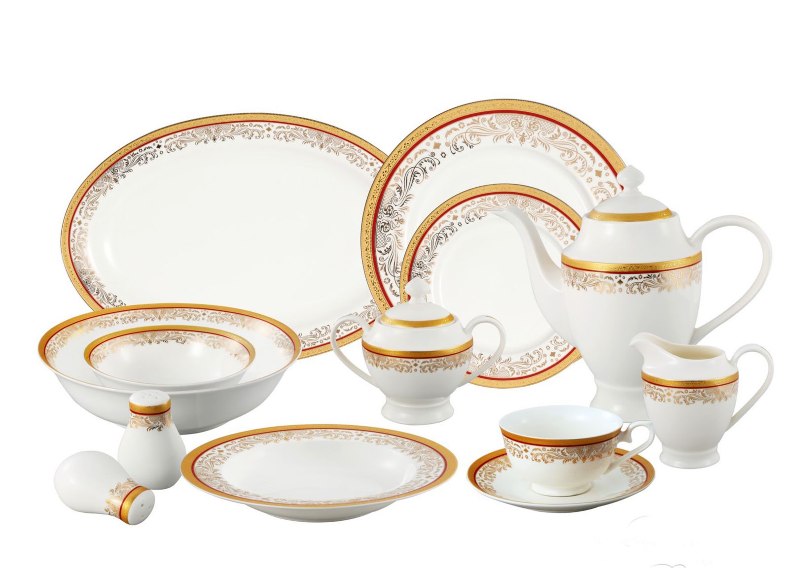 Lorren Home Trends Romina 57-PC Dinnerware Set, Service for 8