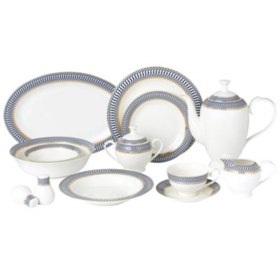 Lorren Home Trends Sapphire 57-PC Dinnerware Set, Service for 8