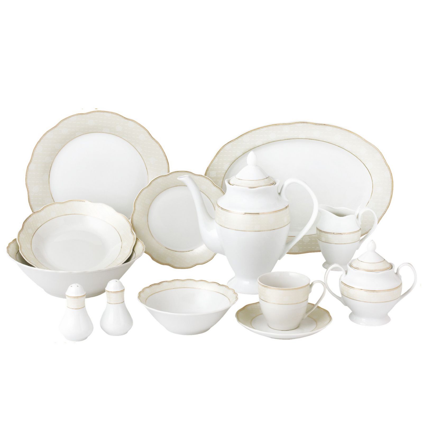 Lorren Home Trends Tova 57-PC Dinnerware Set, Service for 8