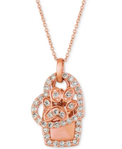 Le Vian® Nude Diamond Dog Paw Heart 20" Pendant Necklace (7/8 ct. t.w.) in 14k Rose Gold