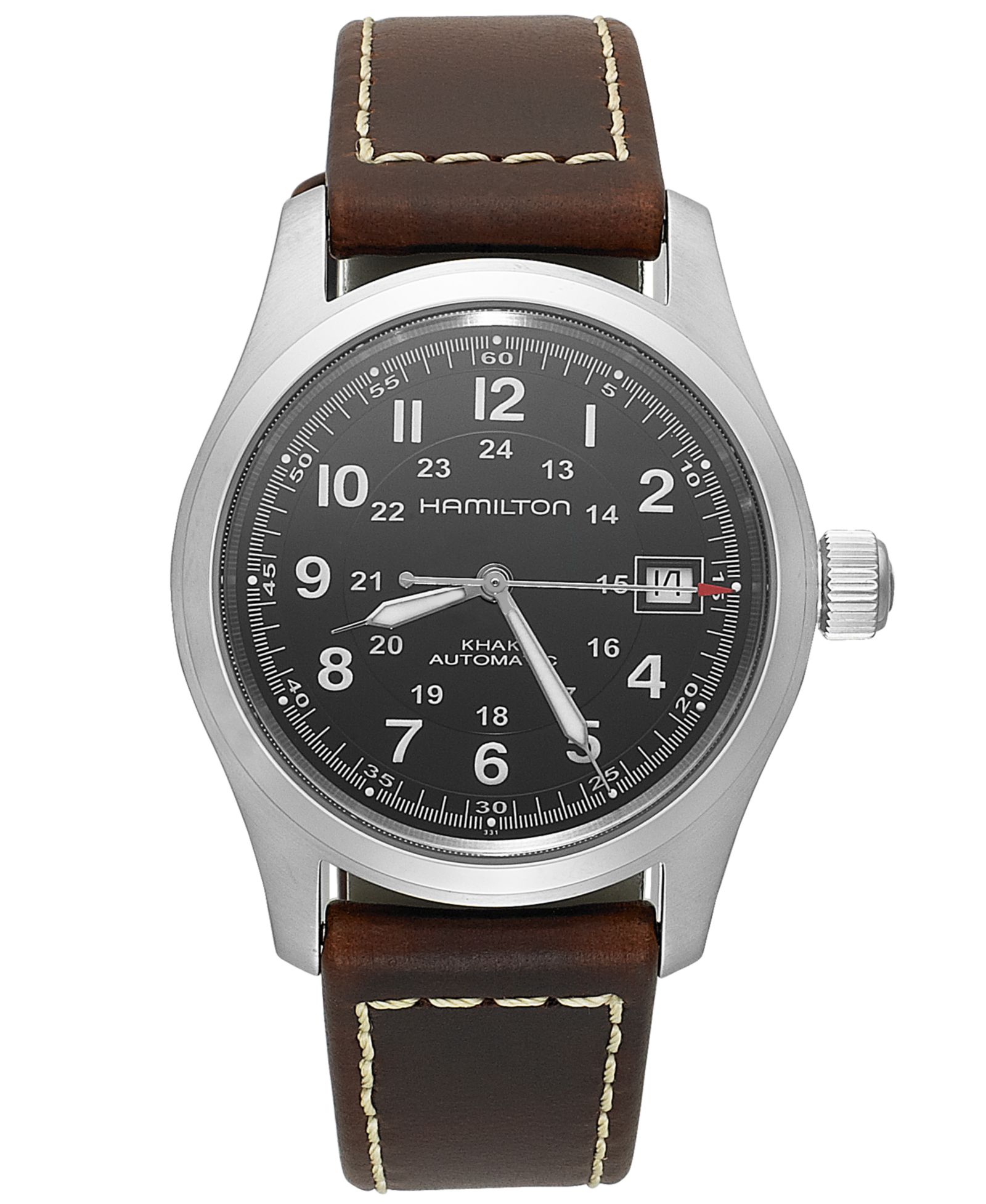 Мужские часы Hamilton Swiss Automatic Khaki Field Brown Leather Strap, 38mm H70455533