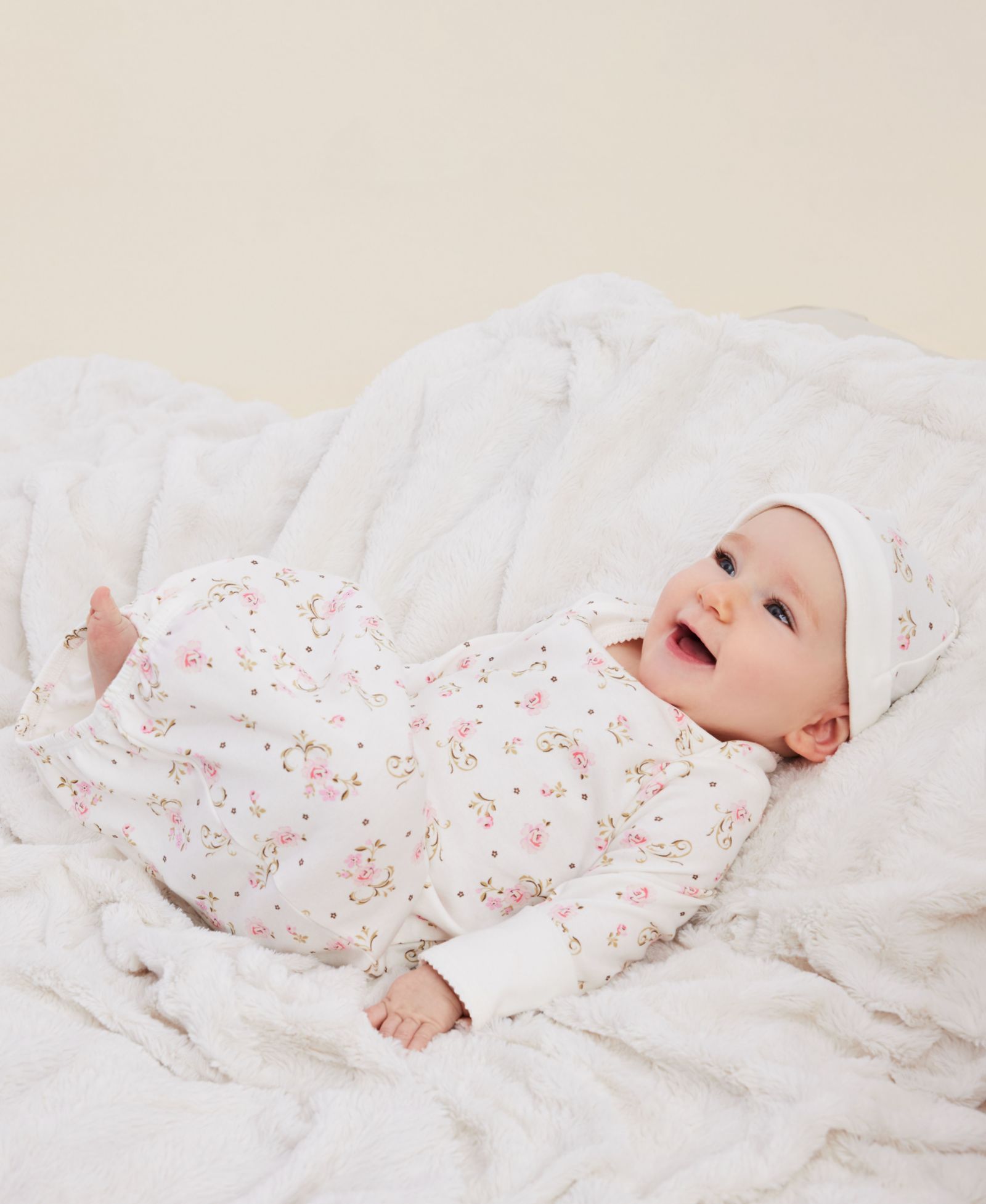Little Me комплект из 2-х предметов для новорожденных: винтажное платье с принтом розы и шапочка