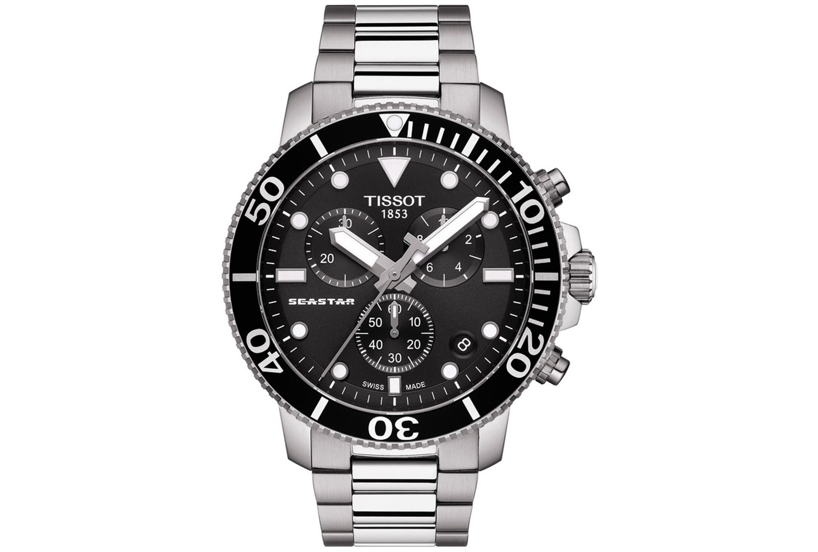 Tissot Men's Swiss Chronograph Seastar 1000 Stainless Steel Bracelet Diver Watch 45.5mm