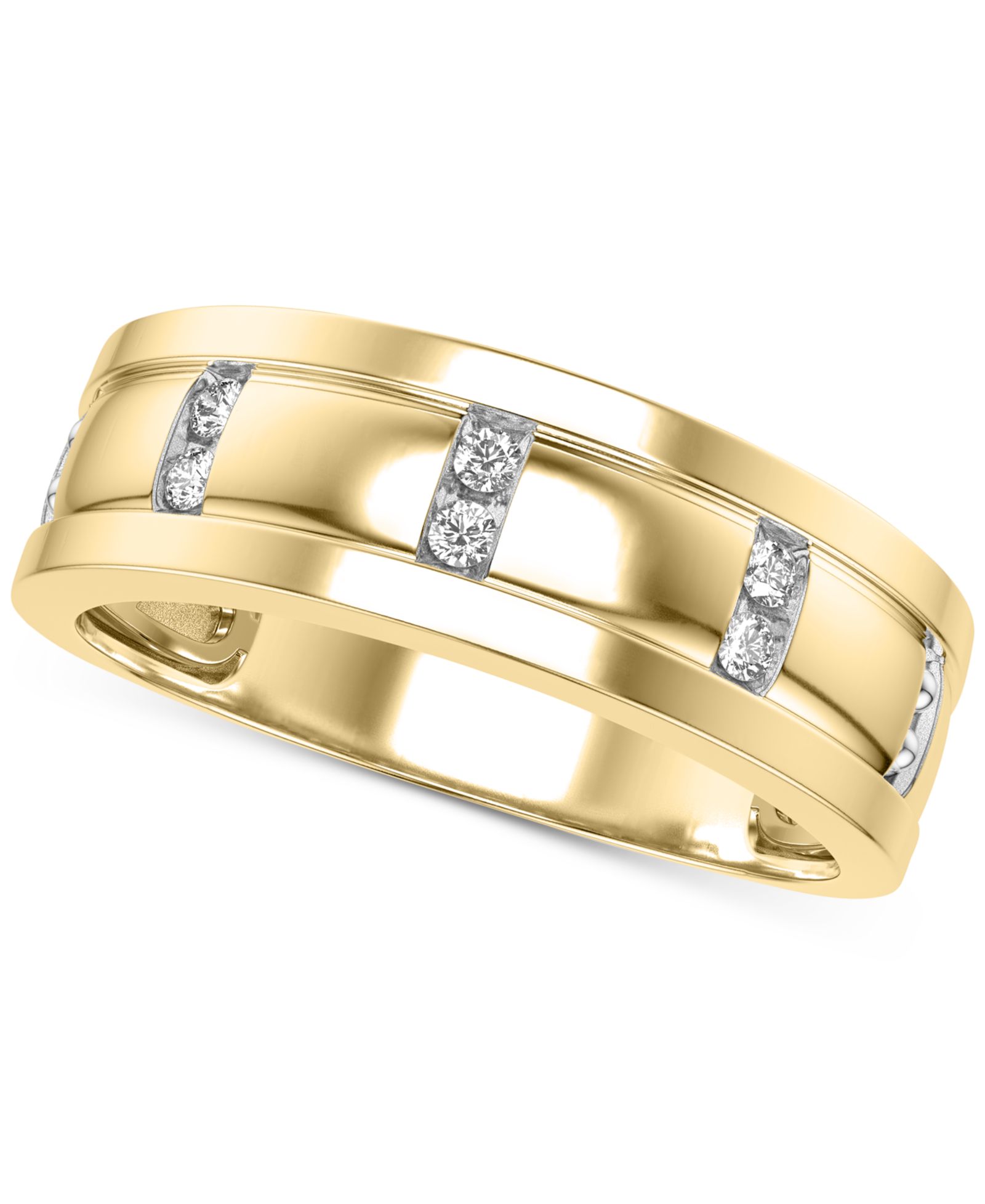 Мужское кольцо Diamond Band (1/10 ct. t.w.) в 10k Yellow Gold и 10k White Gold