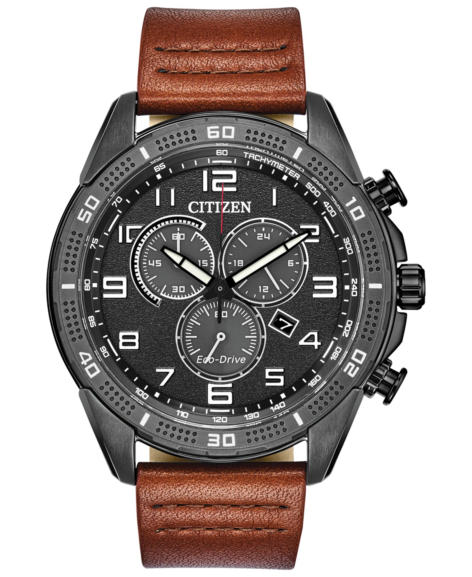 Citizen Drive From Citizen Eco-Drive Men's LTR Brown Leather Strap Watch 45mm