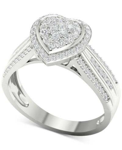 Кольцо Diamond Heart из стерлингового серебра (1/2 ct. t.w.)