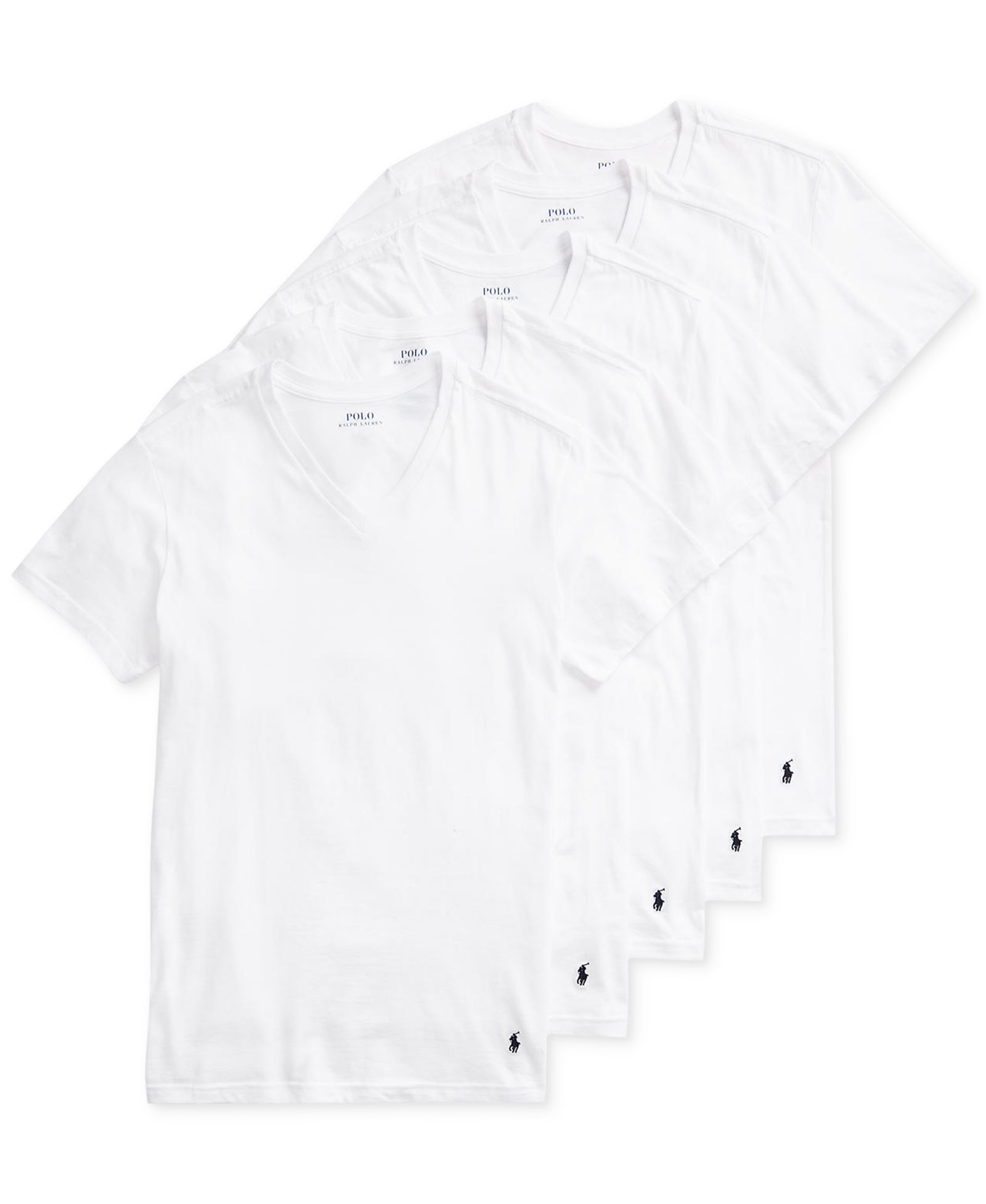 Polo Ralph Lauren Men's 5-Pack Slim Fit Classic Cotton V-Neck T-Shirts