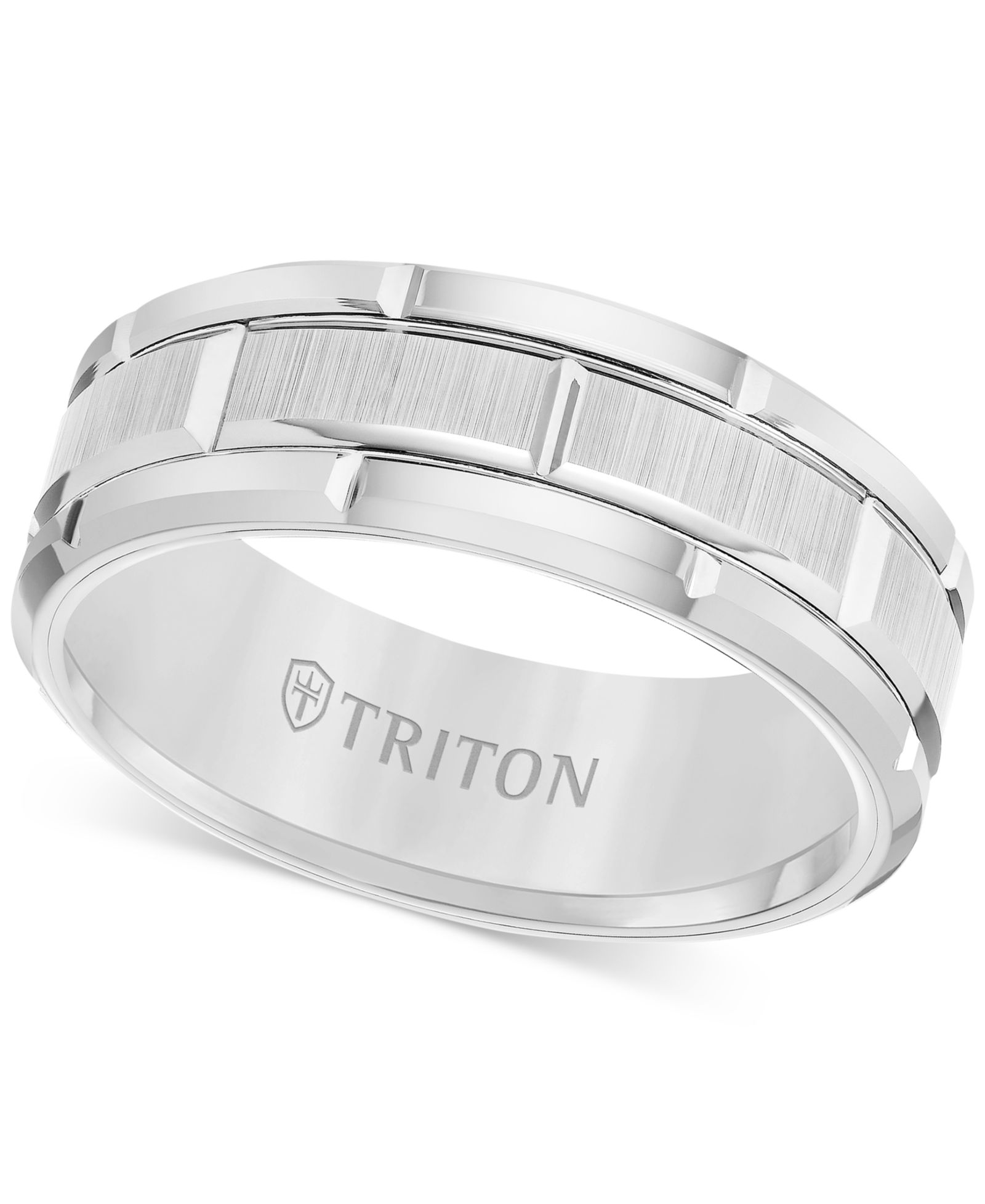 Triton Мужское кольцо, обручальное кольцо 8mm из белого или черного вольфрама
