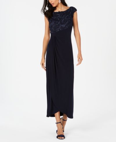 Connected Women's Soutache Faux-Wrap Gown