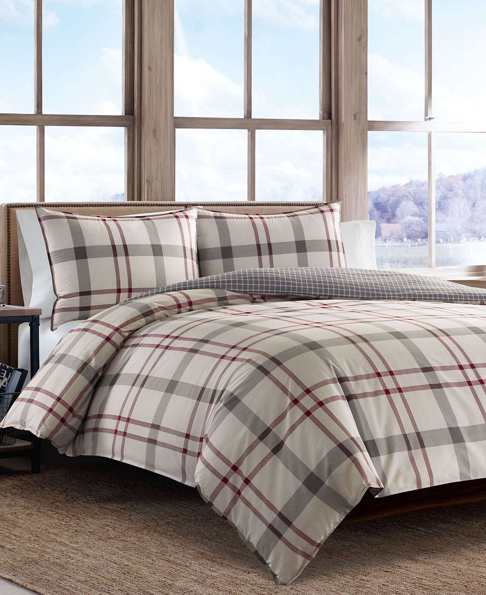 Eddie Bauer Portage Bay Cotton Reversible 3 Piece Comforter Set, King
