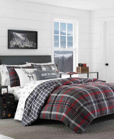 Eddie Bauer Willow Plaid Microsuede Reversible Comforter Set, King
