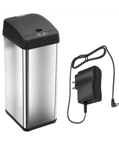 iTouchless 50 Liter / 13 Gallon / Stainless Steel Sensor Kitchen Trash Can with AC Adapter and AbsorbX Odor Filter