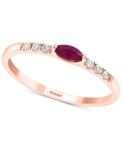 EFFY® Ruby (1/6 ct. t.w.) and Diamond (1/10 ct. t.w.) Ring in 14k Rose Gold (Also available in  Tsavorite)