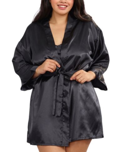 Комплект из 2 предметов Dreamgirl Plus Size Satin Robe & Chemise Lingerie Set