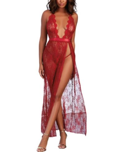 Женское кружевное нижнее белье Dreamgirl Halter Lingerie Gown с отделкой Scalloped-Edge