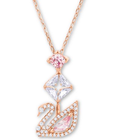 Swarovski Rose Gold-Tone Crystal Iconic Swan Pendant Necklace, 14-7/8" + 2" extender