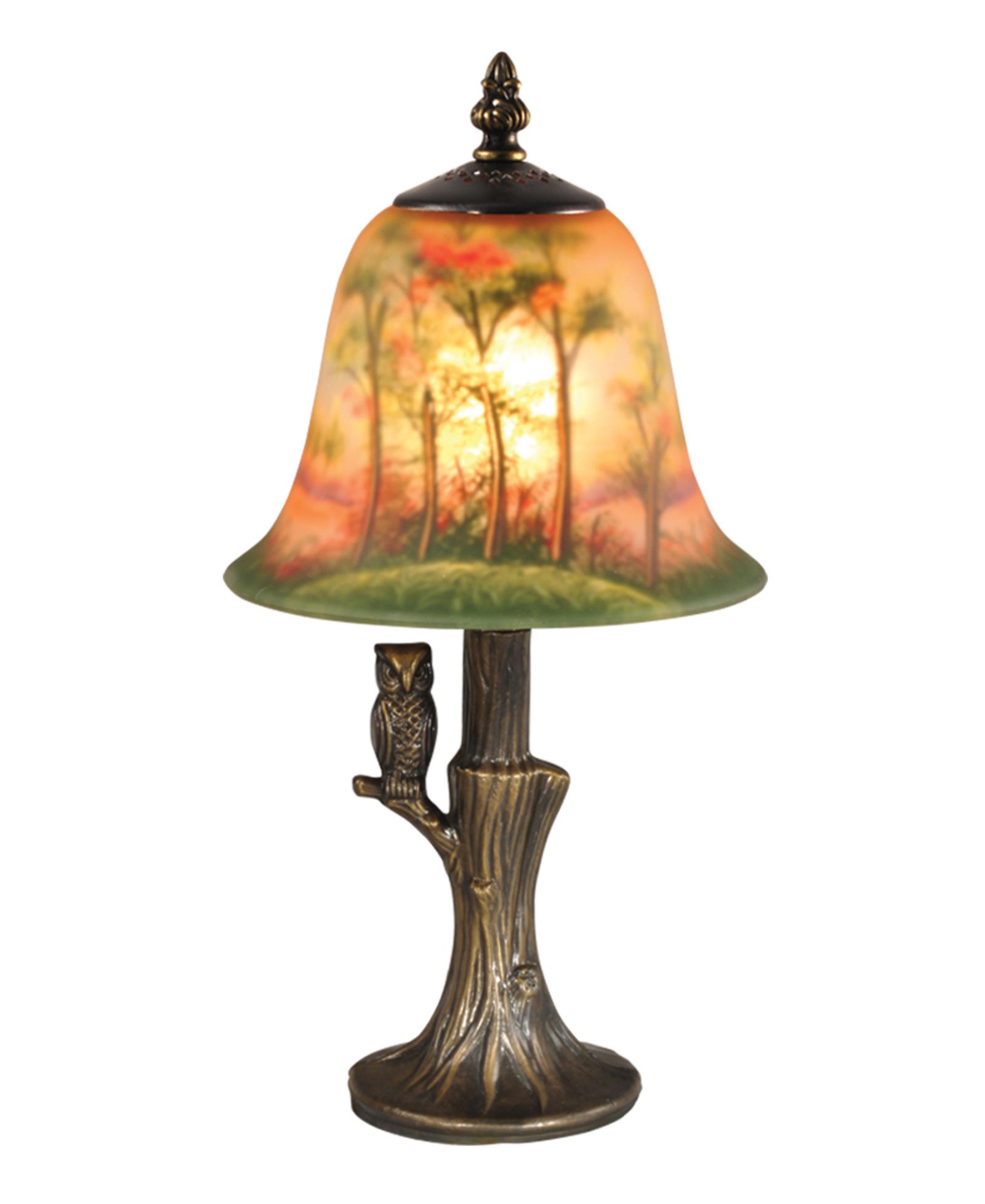 Dale Tiffany Hand Painted With Owl Accent Lamp