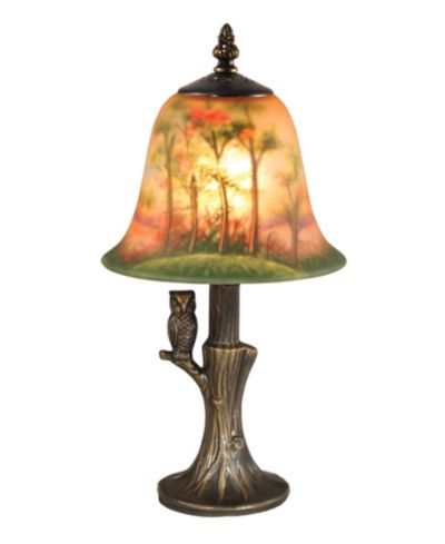 Dale Tiffany Hand Painted With Owl Accent Lamp