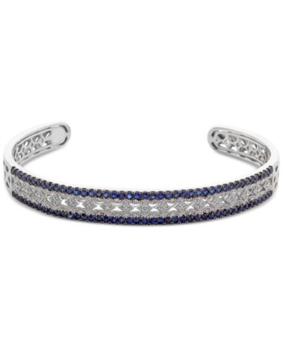 Браслет-бэнгл Sapphire (1-3/4 ct. t.w.) и Diamond (1/10 ct. t.w.) из стерлингового серебра