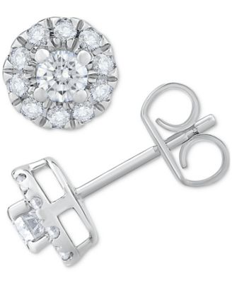 Diamond Round Halo Stud Earrings (1/2 ct. t.w.) in 14k White Gold or 14k Gold