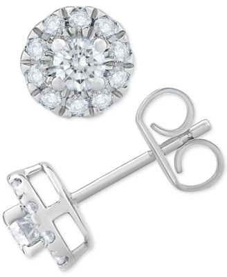 Diamond Halo Stud Earrings (3/4 ct. t.w.) in 14k White Gold or 14k Gold