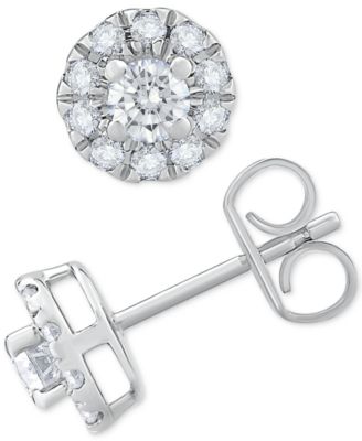 Diamond Round Halo Stud Earrings in 14k White Gold (1 ct. t.w.)