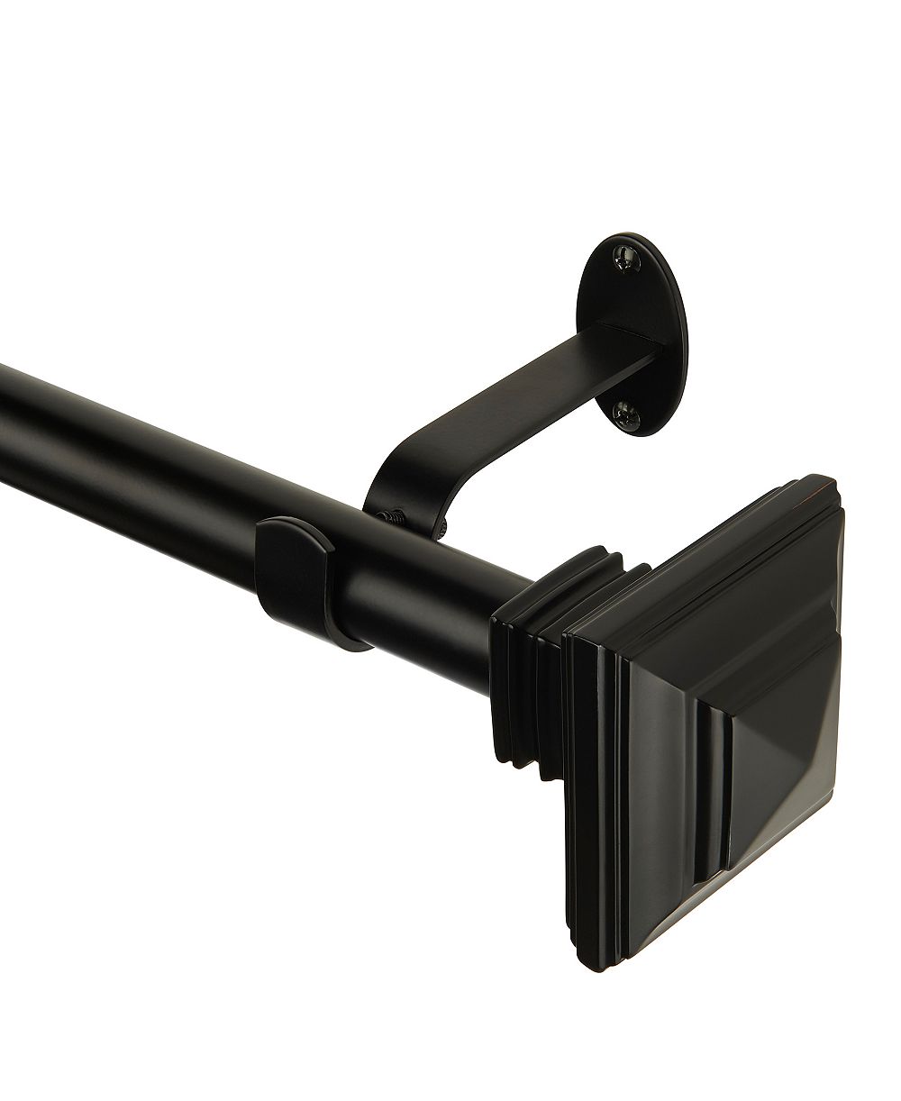 Elrene Home Fashions Florence 1" Diameter Adjustable Curtain Rod Set с Decorative Square Finials