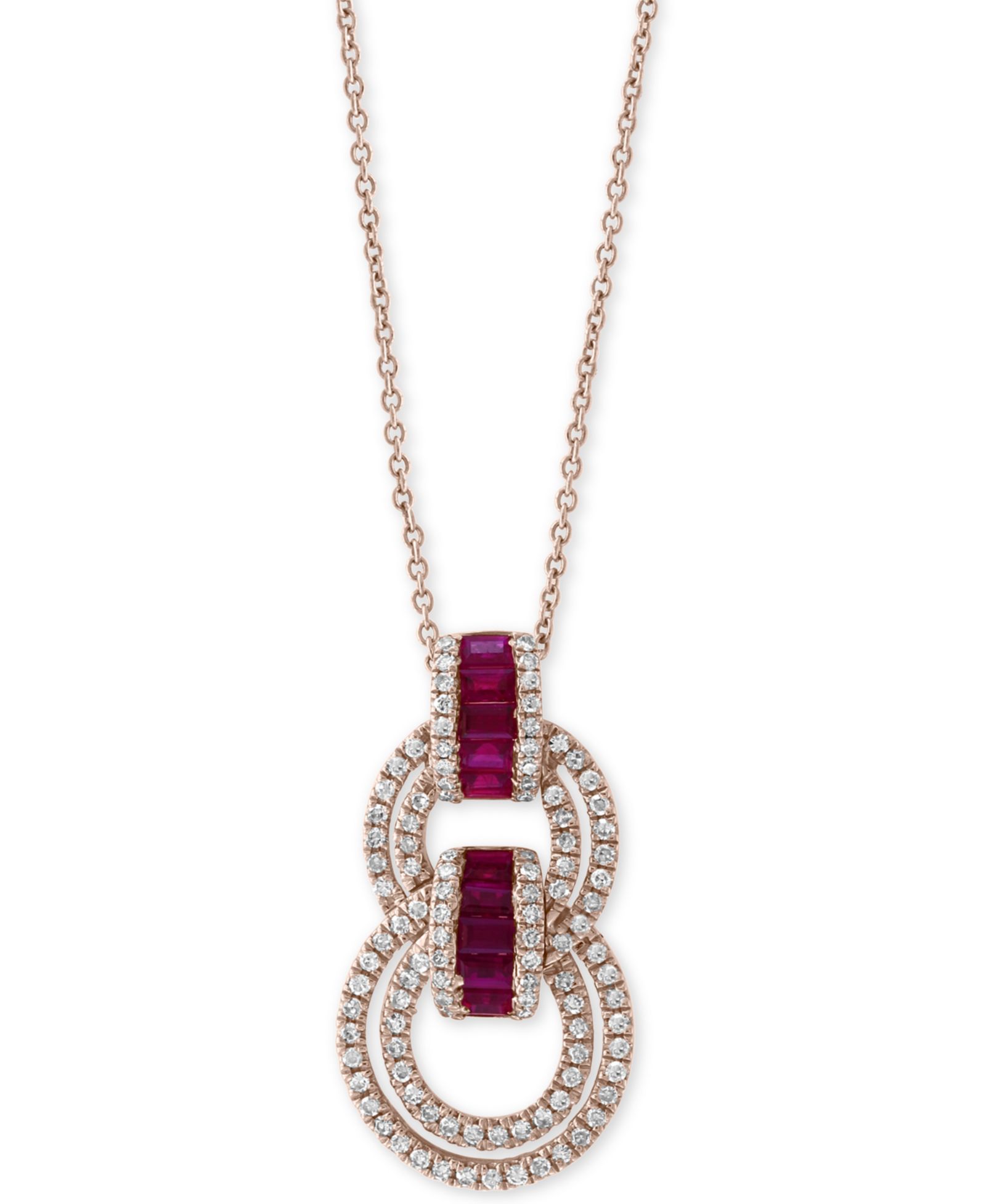 EFFY® Подвеска Ruby & Diamond в 14k Rose Gold 18"