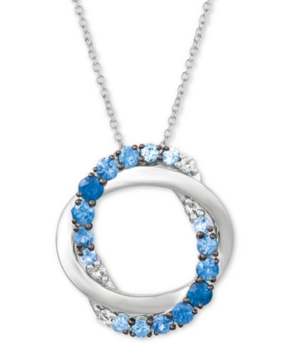 Le Vian® Blueberry Layer Cake Blueberry Sapphires (1 ct. t.w.) & Vanilla Sapphires (1/10 ct. t.w.) 20" Pendant Necklace in 14k White Gold
